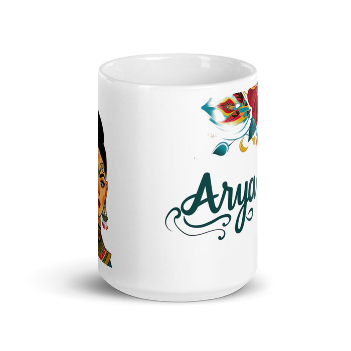 Arya Exclusive Name Art Piece Home Office Work Coffee Mug Mexican Spanish Pride Gift Cup One-Of-A-Kind Calligraphy White Glossy Mug | A9 Mexicada