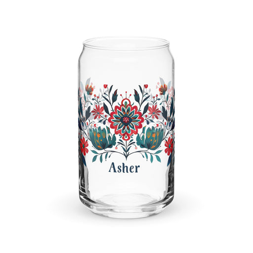 Asher Exclusive Name Art Piece Can - Shaped Glass Home Office Work Mexican Spanish Pride Gift Cup One - Of - A - Kind Calligraphy Glass | A1 - Mexicada