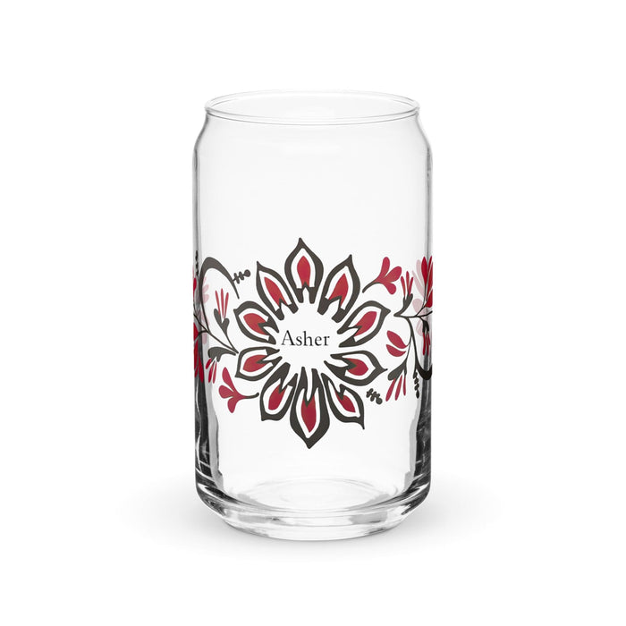 Asher Exclusive Name Art Piece Can-Shaped Glass Home Office Work Mexican Spanish Pride Gift Cup One-Of-A-Kind Calligraphy Glass | A10 Mexicada 16 oz (No Lid No Straw)