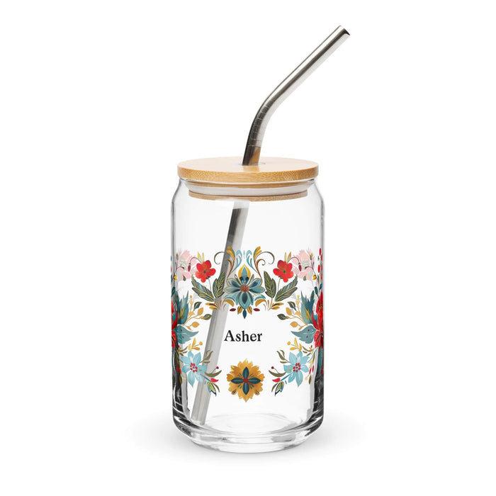 Asher Exclusive Name Art Piece Can-Shaped Glass Home Office Work Mexican Spanish Pride Gift Cup One-Of-A-Kind Calligraphy Glass | A11 Mexicada 16 oz With Lid & Straw