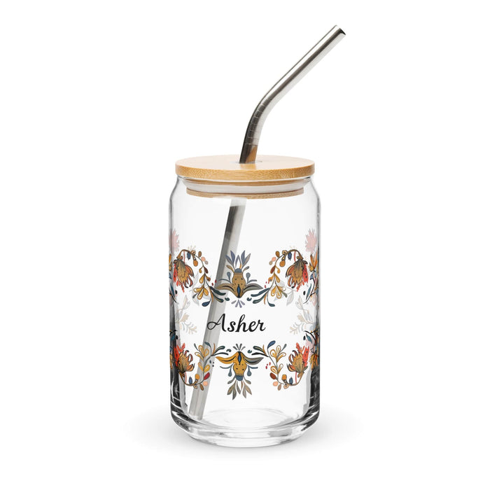 Asher Exclusive Name Art Piece Can-Shaped Glass Home Office Work Mexican Spanish Pride Gift Cup One-Of-A-Kind Calligraphy Glass | A14 Mexicada 16 oz With Lid & Straw