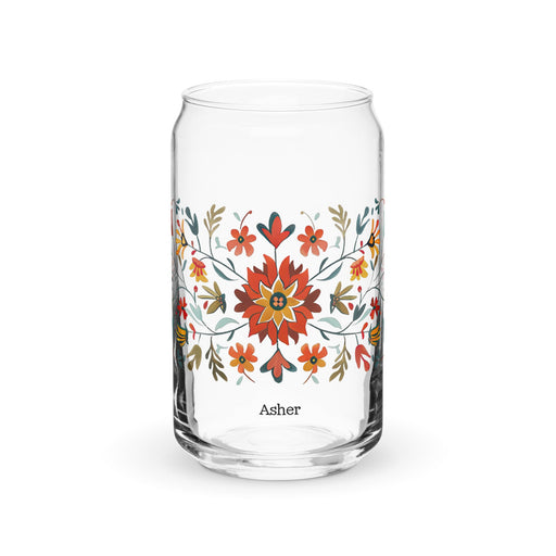 Asher Exclusive Name Art Piece Can - Shaped Glass Home Office Work Mexican Spanish Pride Gift Cup One - Of - A - Kind Calligraphy Glass | A15 - Mexicada