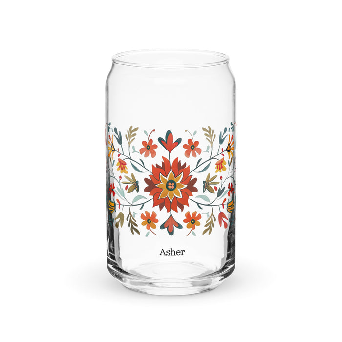 Asher Exclusive Name Art Piece Can - Shaped Glass Home Office Work Mexican Spanish Pride Gift Cup One - Of - A - Kind Calligraphy Glass | A15 - Mexicada