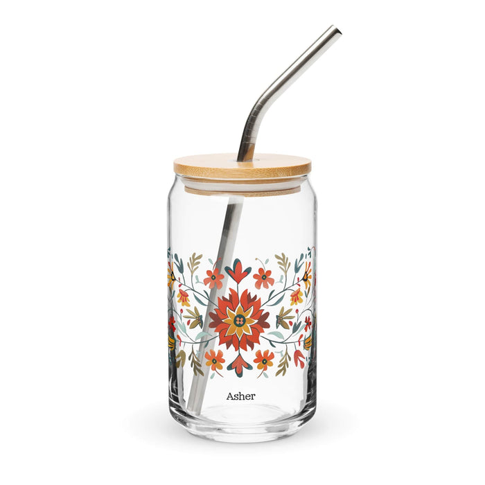 Asher Exclusive Name Art Piece Can-Shaped Glass Home Office Work Mexican Spanish Pride Gift Cup One-Of-A-Kind Calligraphy Glass | A15 Mexicada 16 oz With Lid & Straw