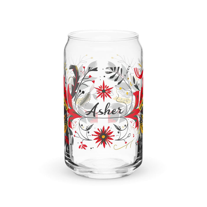 Asher Exclusive Name Art Piece Can-Shaped Glass Home Office Work Mexican Spanish Pride Gift Cup One-Of-A-Kind Calligraphy Glass | A16 Mexicada 16 oz