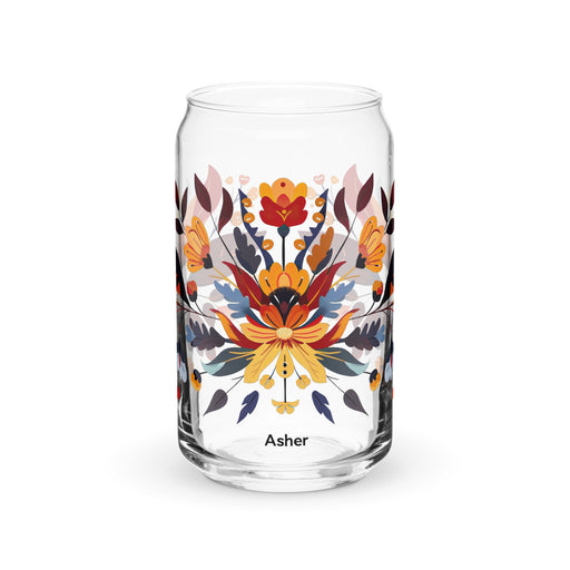 Asher Exclusive Name Art Piece Can - Shaped Glass Home Office Work Mexican Spanish Pride Gift Cup One - Of - A - Kind Calligraphy Glass | A20 - Mexicada