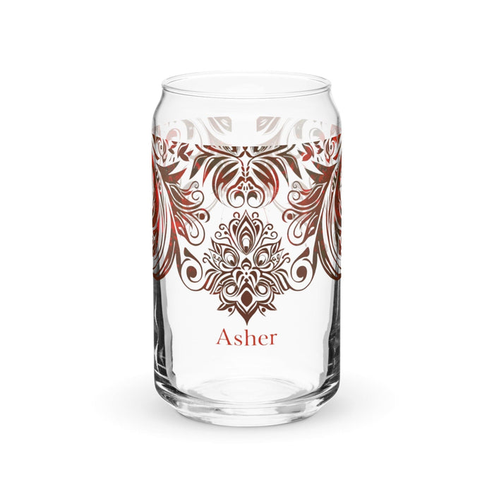 Asher Exclusive Name Art Piece Can-Shaped Glass Home Office Work Mexican Spanish Pride Gift Cup One-Of-A-Kind Calligraphy Glass | A22 Mexicada 16 oz