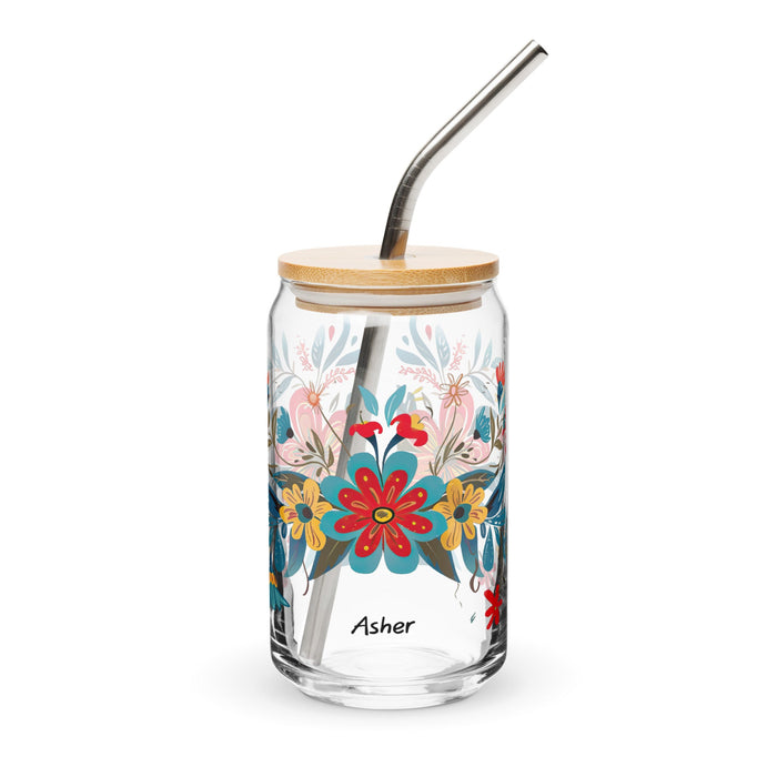 Asher Exclusive Name Art Piece Can - Shaped Glass Home Office Work Mexican Spanish Pride Gift Cup One - Of - A - Kind Calligraphy Glass | A24 - Mexicada