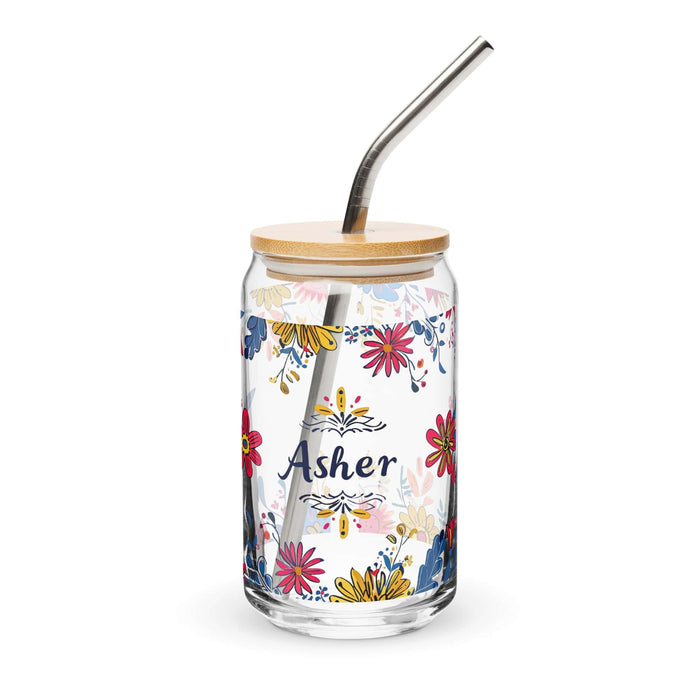 Asher Exclusive Name Art Piece Can-Shaped Glass Home Office Work Mexican Spanish Pride Gift Cup One-Of-A-Kind Calligraphy Glass | A25 Mexicada 16 oz With Lid & Straw