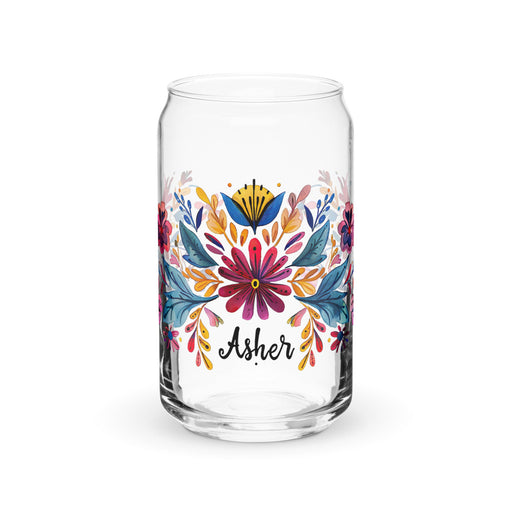 Asher Exclusive Name Art Piece Can - Shaped Glass Home Office Work Mexican Spanish Pride Gift Cup One - Of - A - Kind Calligraphy Glass | A26 - Mexicada