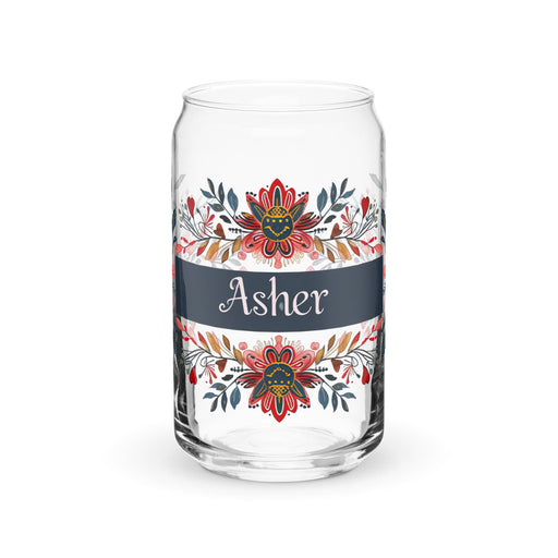 Asher Exclusive Name Art Piece Can - Shaped Glass Home Office Work Mexican Spanish Pride Gift Cup One - Of - A - Kind Calligraphy Glass | A4 - Mexicada