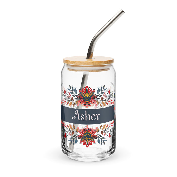 Asher Exclusive Name Art Piece Can - Shaped Glass Home Office Work Mexican Spanish Pride Gift Cup One - Of - A - Kind Calligraphy Glass | A4 - Mexicada