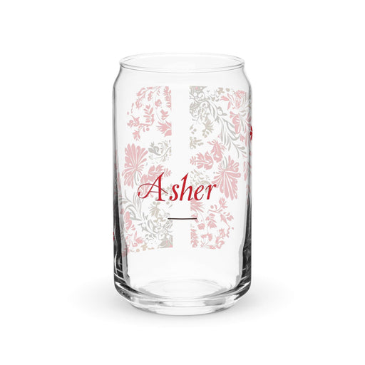 Asher Exclusive Name Art Piece Can-Shaped Glass Home Office Work Mexican Spanish Pride Gift Cup One-Of-A-Kind Calligraphy Glass | A5 Mexicada 16 oz