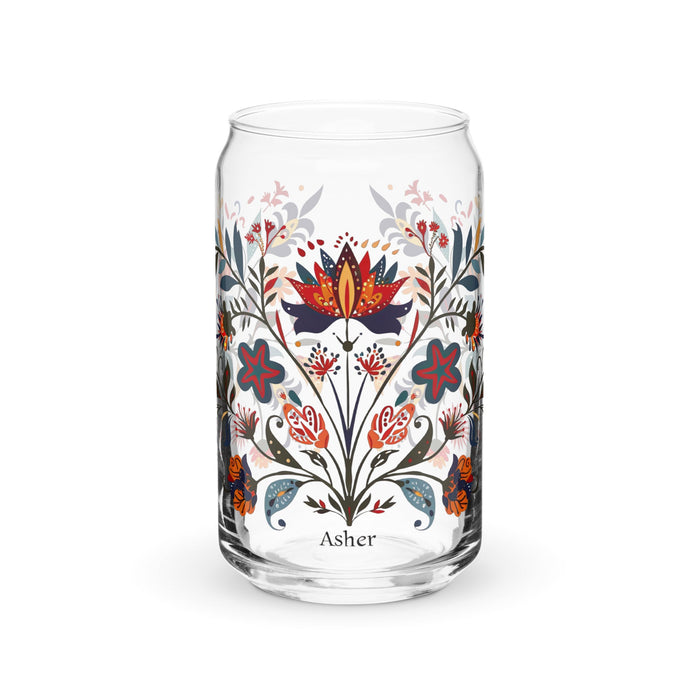 Asher Exclusive Name Art Piece Can - Shaped Glass Home Office Work Mexican Spanish Pride Gift Cup One - Of - A - Kind Calligraphy Glass | A6 - Mexicada