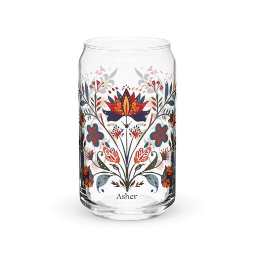 Asher Exclusive Name Art Piece Can-Shaped Glass Home Office Work Mexican Spanish Pride Gift Cup One-Of-A-Kind Calligraphy Glass | A6 Mexicada 16 oz