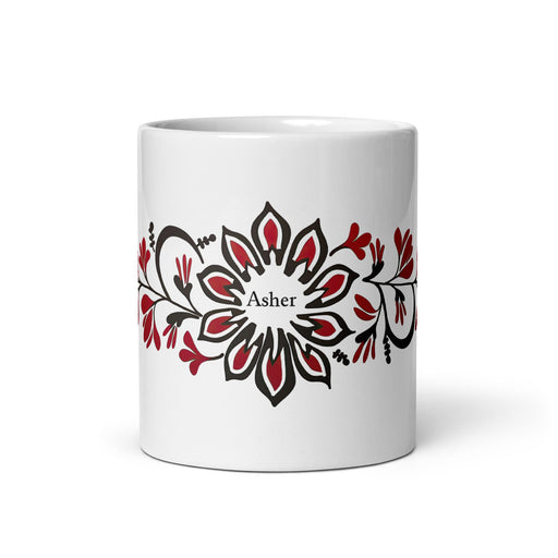 Asher Exclusive Name Art Piece Home Office Work Coffee Mug Mexican Spanish Pride Gift Cup One - Of - A - Kind Calligraphy White Glossy Mug | A10 - Mexicada