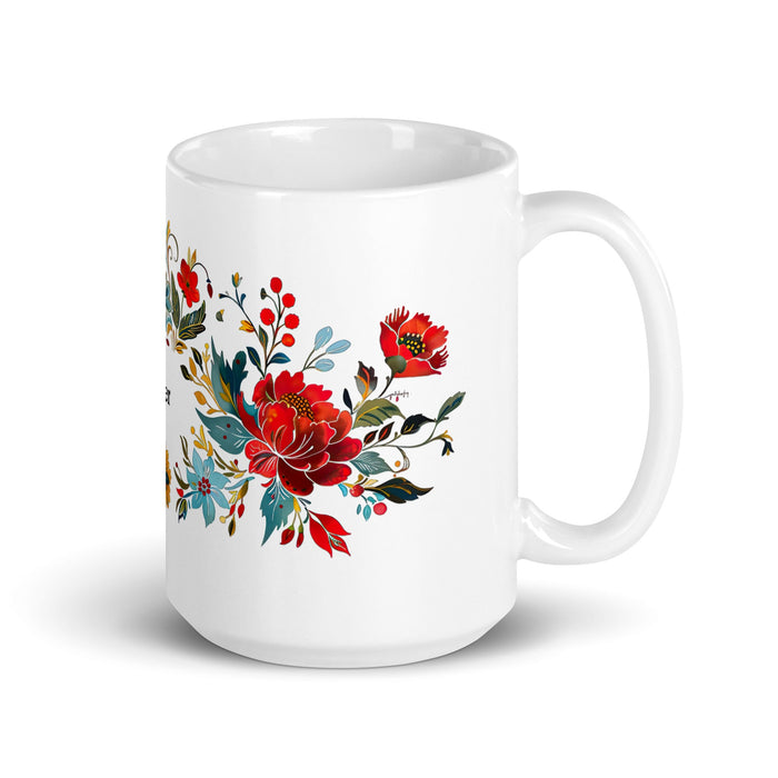 Asher Exclusive Name Art Piece Home Office Work Coffee Mug Mexican Spanish Pride Gift Cup One - Of - A - Kind Calligraphy White Glossy Mug | A11 - Mexicada