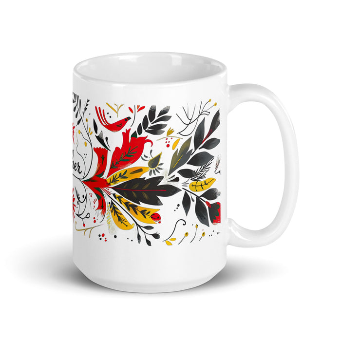 Asher Exclusive Name Art Piece Home Office Work Coffee Mug Mexican Spanish Pride Gift Cup One - Of - A - Kind Calligraphy White Glossy Mug | A16 - Mexicada