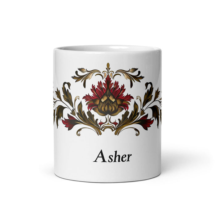 Asher Exclusive Name Art Piece Home Office Work Coffee Mug Mexican Spanish Pride Gift Cup One - Of - A - Kind Calligraphy White Glossy Mug | A17 - Mexicada