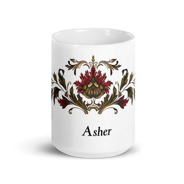 Asher Exclusive Name Art Piece Home Office Work Coffee Mug Mexican Spanish Pride Gift Cup One - Of - A - Kind Calligraphy White Glossy Mug | A17 - Mexicada