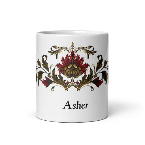 Asher Exclusive Name Art Piece Home Office Work Coffee Mug Mexican Spanish Pride Gift Cup One-Of-A-Kind Calligraphy White Glossy Mug | A17 Mexicada