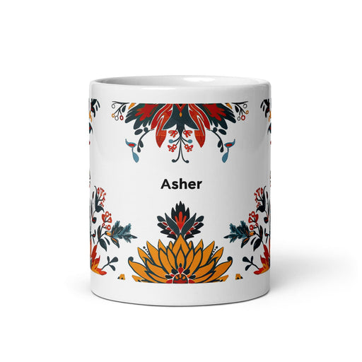 Asher Exclusive Name Art Piece Home Office Work Coffee Mug Mexican Spanish Pride Gift Cup One-Of-A-Kind Calligraphy White Glossy Mug | A18 Mexicada