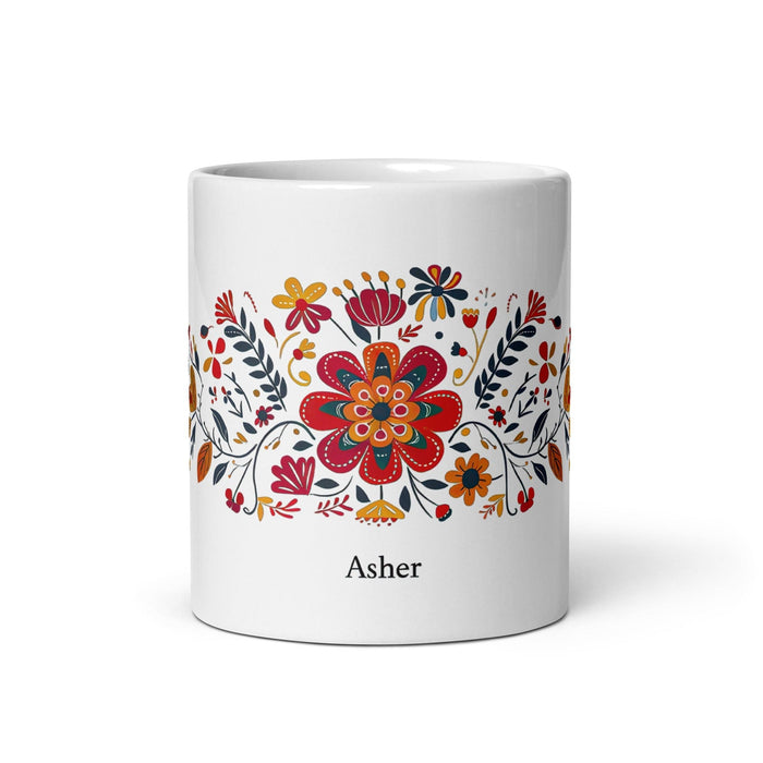 Asher Exclusive Name Art Piece Home Office Work Coffee Mug Mexican Spanish Pride Gift Cup One-Of-A-Kind Calligraphy White Glossy Mug | A21 Mexicada