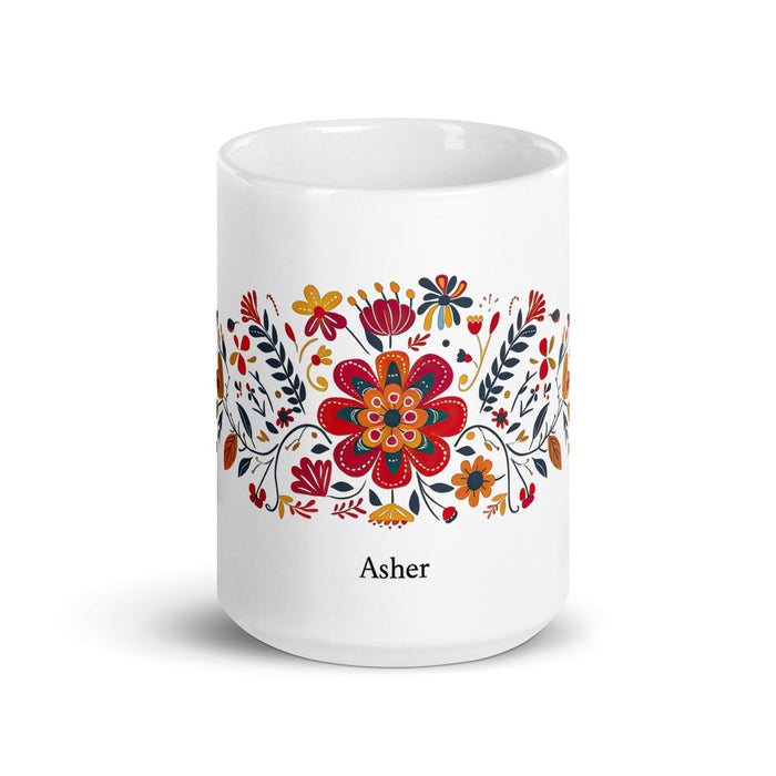 Asher Exclusive Name Art Piece Home Office Work Coffee Mug Mexican Spanish Pride Gift Cup One-Of-A-Kind Calligraphy White Glossy Mug | A21 Mexicada