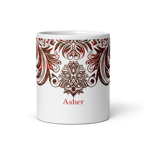 Asher Exclusive Name Art Piece Home Office Work Coffee Mug Mexican Spanish Pride Gift Cup One - Of - A - Kind Calligraphy White Glossy Mug | A22 - Mexicada