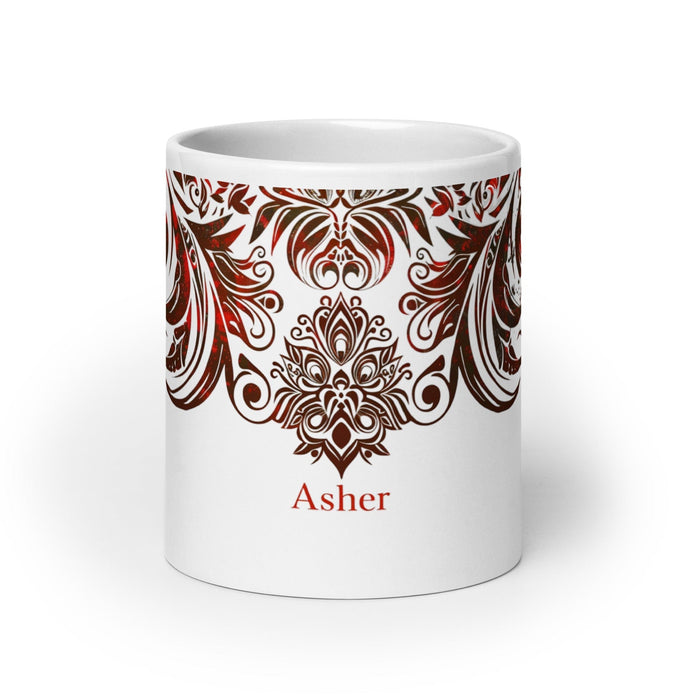 Asher Exclusive Name Art Piece Home Office Work Coffee Mug Mexican Spanish Pride Gift Cup One-Of-A-Kind Calligraphy White Glossy Mug | A22 Mexicada