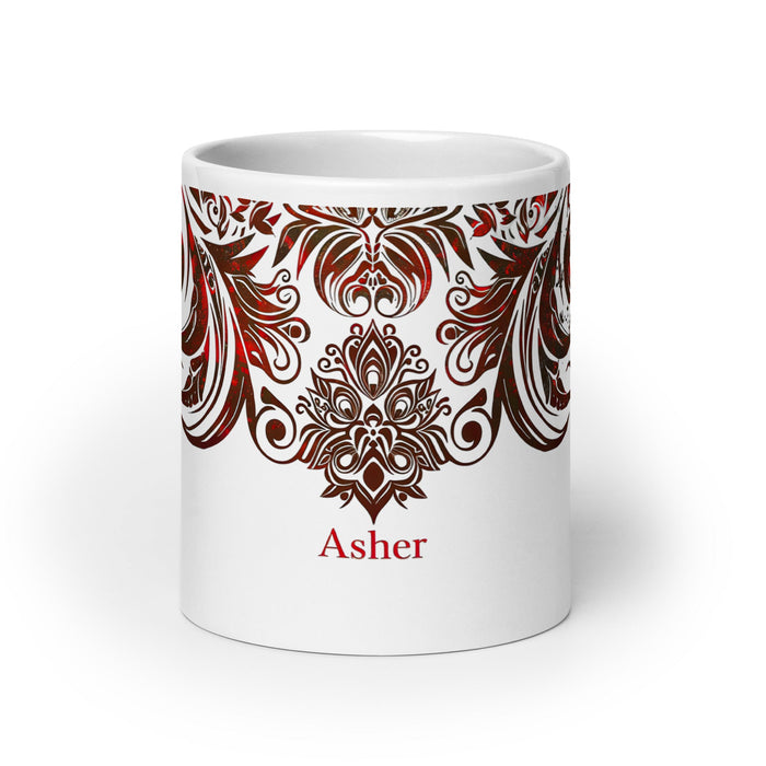 Asher Exclusive Name Art Piece Home Office Work Coffee Mug Mexican Spanish Pride Gift Cup One - Of - A - Kind Calligraphy White Glossy Mug | A23 - Mexicada