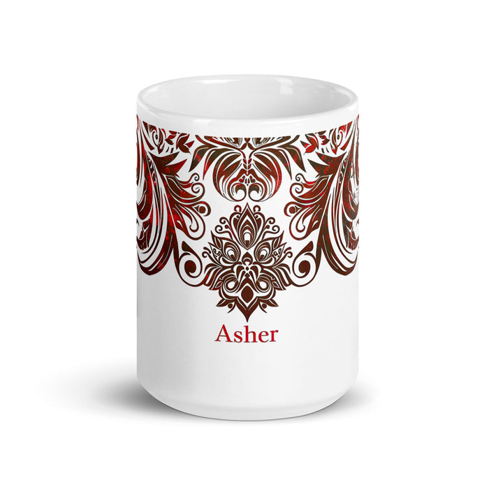 Asher Exclusive Name Art Piece Home Office Work Coffee Mug Mexican Spanish Pride Gift Cup One - Of - A - Kind Calligraphy White Glossy Mug | A23 - Mexicada