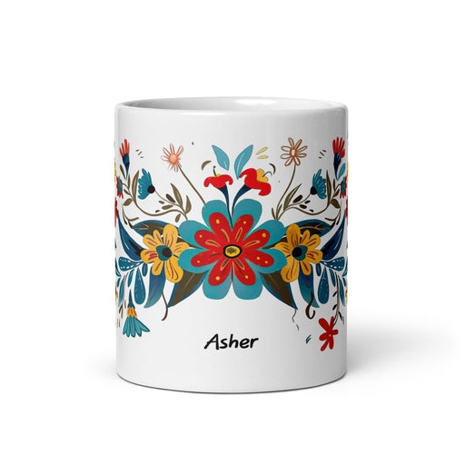 Asher Exclusive Name Art Piece Home Office Work Coffee Mug Mexican Spanish Pride Gift Cup One - Of - A - Kind Calligraphy White Glossy Mug | A24 - Mexicada