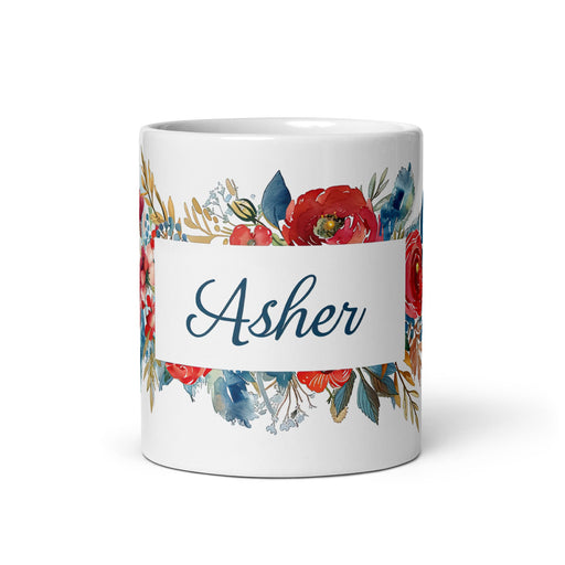 Asher Exclusive Name Art Piece Home Office Work Coffee Mug Mexican Spanish Pride Gift Cup One - Of - A - Kind Calligraphy White Glossy Mug | A27 - Mexicada