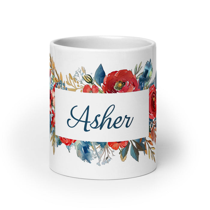 Asher Exclusive Name Art Piece Home Office Work Coffee Mug Mexican Spanish Pride Gift Cup One-Of-A-Kind Calligraphy White Glossy Mug | A27 Mexicada