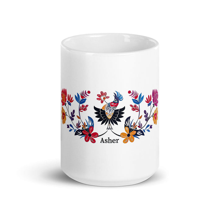 Asher Exclusive Name Art Piece Home Office Work Coffee Mug Mexican Spanish Pride Gift Cup One-Of-A-Kind Calligraphy White Glossy Mug | A3 Mexicada