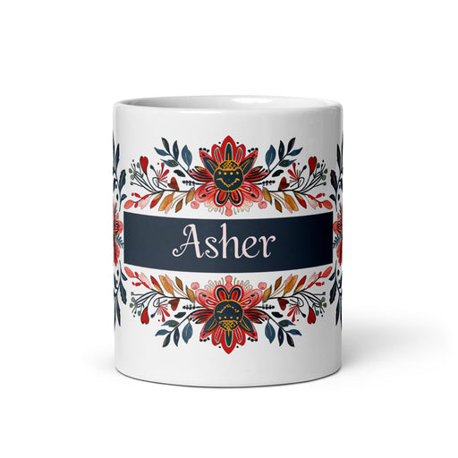 Asher Exclusive Name Art Piece Home Office Work Coffee Mug Mexican Spanish Pride Gift Cup One - Of - A - Kind Calligraphy White Glossy Mug | A4 - Mexicada