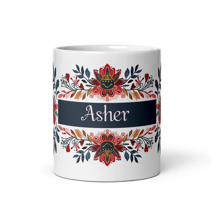 Asher Exclusive Name Art Piece Home Office Work Coffee Mug Mexican Spanish Pride Gift Cup One-Of-A-Kind Calligraphy White Glossy Mug | A4 Mexicada