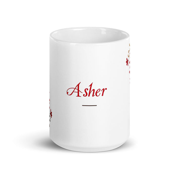 Asher Exclusive Name Art Piece Home Office Work Coffee Mug Mexican Spanish Pride Gift Cup One - Of - A - Kind Calligraphy White Glossy Mug | A5 - Mexicada