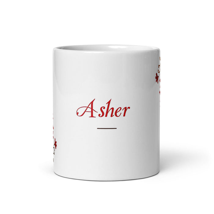 Asher Exclusive Name Art Piece Home Office Work Coffee Mug Mexican Spanish Pride Gift Cup One - Of - A - Kind Calligraphy White Glossy Mug | A5 - Mexicada