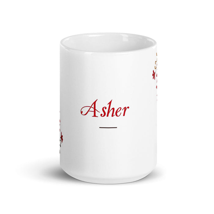 Asher Exclusive Name Art Piece Home Office Work Coffee Mug Mexican Spanish Pride Gift Cup One-Of-A-Kind Calligraphy White Glossy Mug | A5 Mexicada