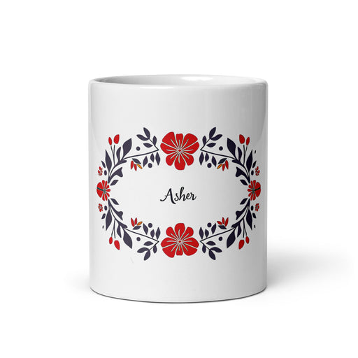 Asher Exclusive Name Art Piece Home Office Work Coffee Mug Mexican Spanish Pride Gift Cup One - Of - A - Kind Calligraphy White Glossy Mug | A8 - Mexicada