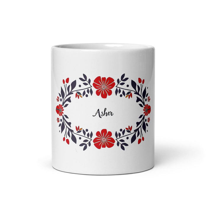 Asher Exclusive Name Art Piece Home Office Work Coffee Mug Mexican Spanish Pride Gift Cup One-Of-A-Kind Calligraphy White Glossy Mug | A8 Mexicada