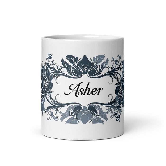 Asher Exclusive Name Art Piece Home Office Work Coffee Mug Mexican Spanish Pride Gift Cup One - Of - A - Kind Calligraphy White Glossy Mug | A9 - Mexicada