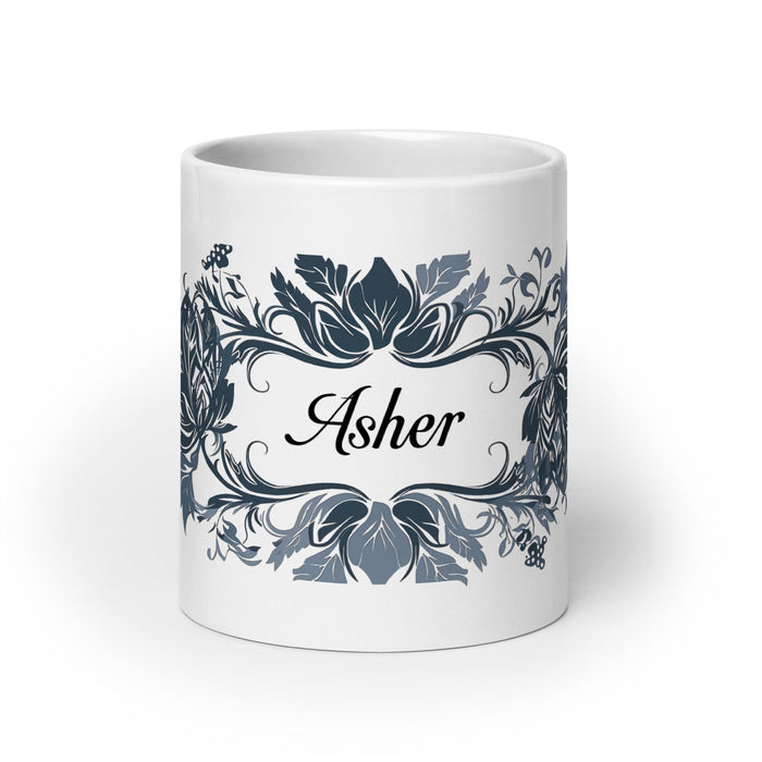 Asher Exclusive Name Art Piece Home Office Work Coffee Mug Mexican Spanish Pride Gift Cup One - Of - A - Kind Calligraphy White Glossy Mug | A9 - Mexicada