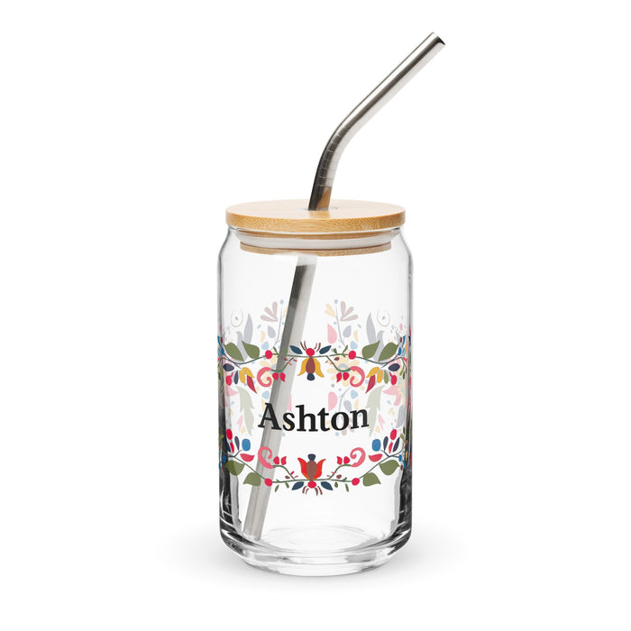 Ashton Exclusive Name Art Piece Can - Shaped Glass Home Office Work Mexican Spanish Pride Gift Cup One - Of - A - Kind Calligraphy Glass | A10 - Mexicada