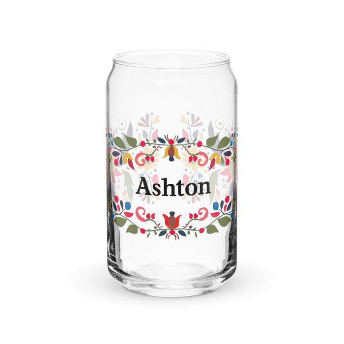 Ashton Exclusive Name Art Piece Can - Shaped Glass Home Office Work Mexican Spanish Pride Gift Cup One - Of - A - Kind Calligraphy Glass | A10 - Mexicada