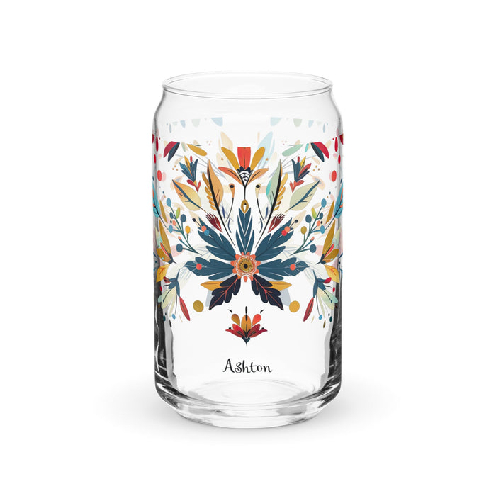 Ashton Exclusive Name Art Piece Can - Shaped Glass Home Office Work Mexican Spanish Pride Gift Cup One - Of - A - Kind Calligraphy Glass | A11 - Mexicada