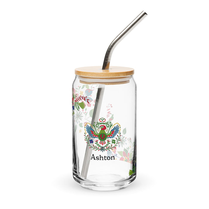 Ashton Exclusive Name Art Piece Can - Shaped Glass Home Office Work Mexican Spanish Pride Gift Cup One - Of - A - Kind Calligraphy Glass | A12 - Mexicada