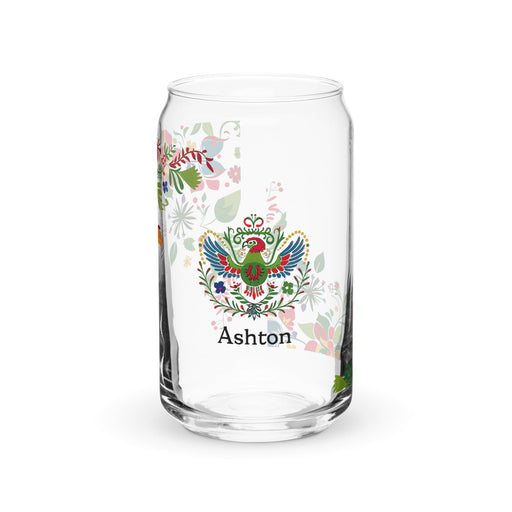 Ashton Exclusive Name Art Piece Can - Shaped Glass Home Office Work Mexican Spanish Pride Gift Cup One - Of - A - Kind Calligraphy Glass | A12 - Mexicada